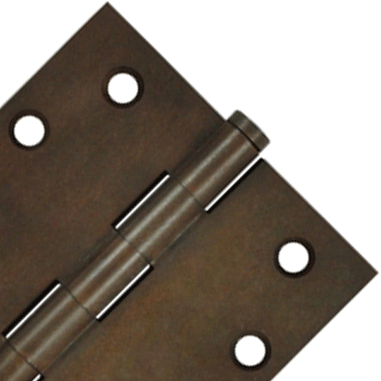 4 Inch X 4 Inch Solid Brass Hinge Interchangeable Finials (Square Corner, Bronze Rust Finish) DELTANA