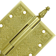 4 1/2 X 4 1/2 Inch Solid Brass Ornate Finial Style Hinge (Polished Brass Finish) DELTANA