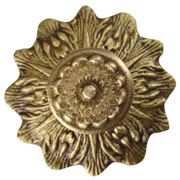 2 2/5 Inch Solid Brass Victorian Sunflower Knob (Antique Brass Finish) COPPER MOUNTAIN HARDWARE