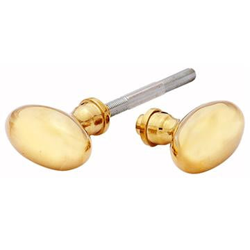 Solid Brass Egg Door Knobs Spare Set with Spindle (Polished Brass) COPPER MOUNTAIN HARDWARE