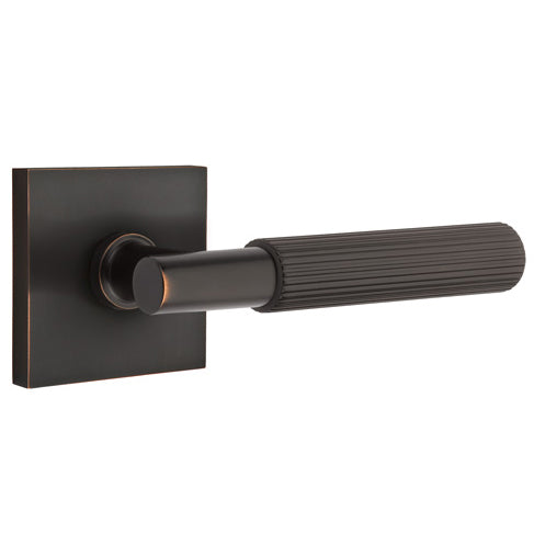 Emtek T-Bar Straight Knurled Lever With Square Rosette (Several Finishes Available) EMTEK