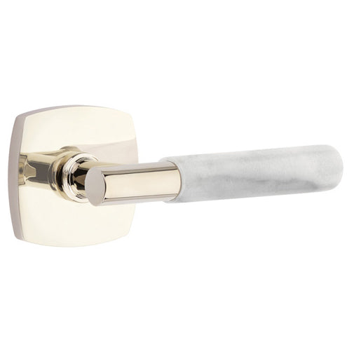 Emtek T-Bar White Marble Lever With Urban Modern Rosette (Several Finishes Available) EMTEK