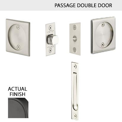 Square Solid Brass Pocket Door Tubular Double Door Set (Several Finish Options) EMTEK