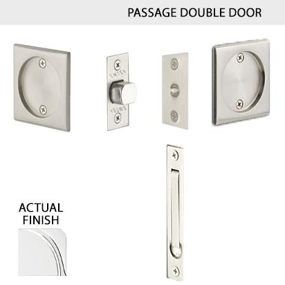 Square Solid Brass Pocket Door Tubular Double Door Set (Several Finish Options) EMTEK