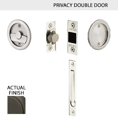 Round Solid Brass Pocket Door Tubular Double Door Set (Several Finish Options) EMTEK