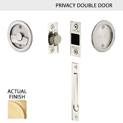 Round Solid Brass Pocket Door Tubular Double Door Set (Several Finish Options) EMTEK