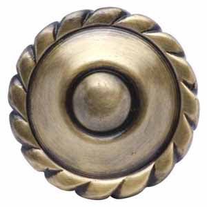 1 1/2 Inch Solid Brass Georgian Roped Knob (Antique Brass Finish) COPPER MOUNTAIN HARDWARE