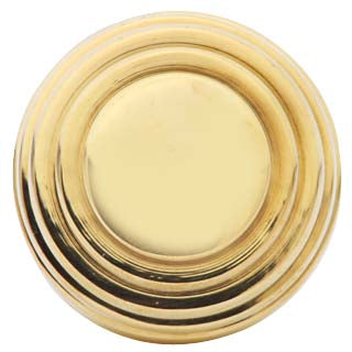 1 3/8 Inch Solid Brass Art Deco Round Knob (Polished Brass Finish) COPPER MOUNTAIN HARDWARE