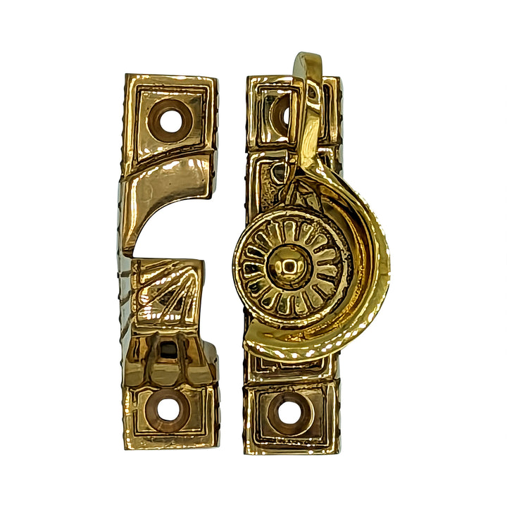 Solid Brass Art Deco Style Window Sash Lock (Polished Brass Finish) COPPER MOUNTAIN HARDWARE