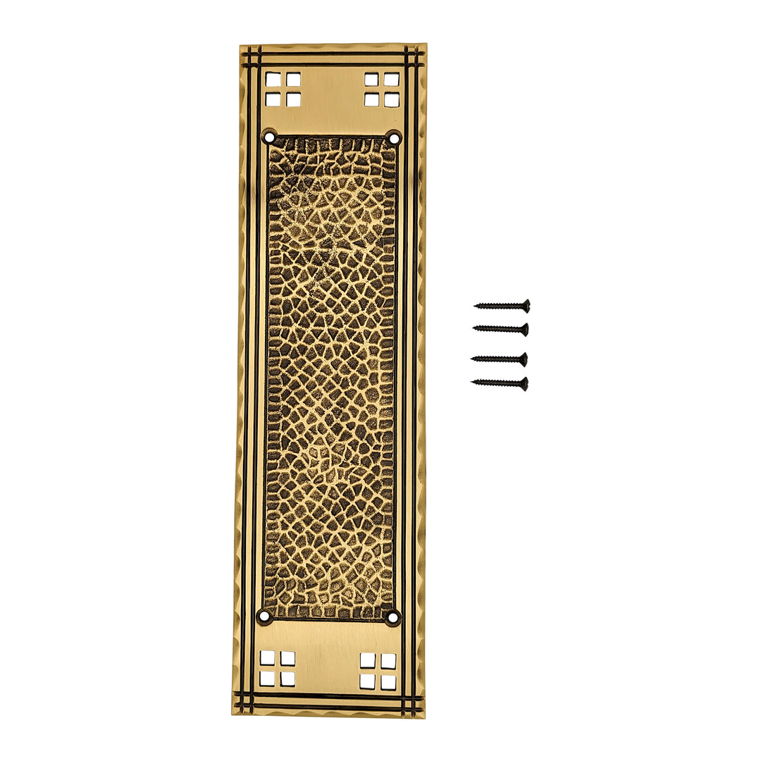 12 Inch Craftsman Style Push Plate (Antique Brass Finish) COPPER MOUNTAIN HARDWARE