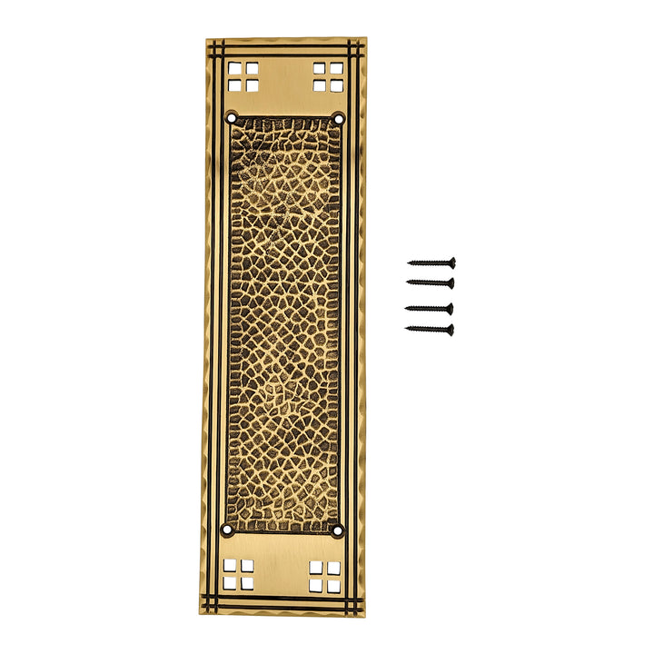 12 Inch Craftsman Style Push Plate (Antique Brass Finish) COPPER MOUNTAIN HARDWARE