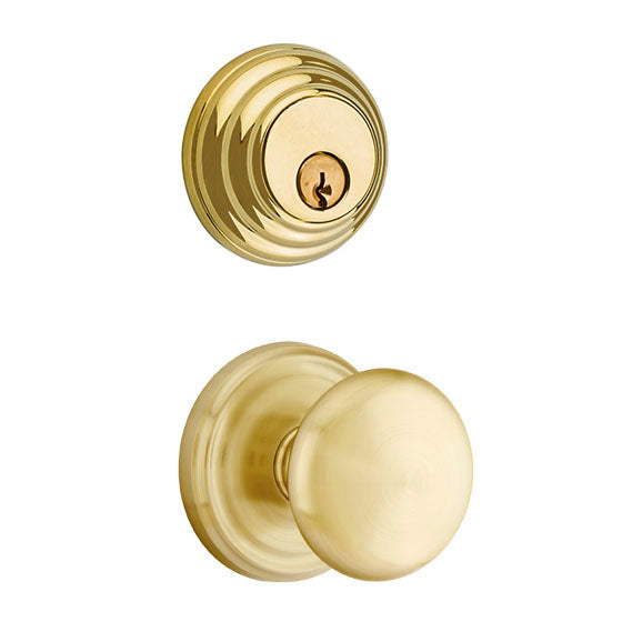 Emtek Regular Low Profile Entryway Set with Providence Round Brass Knob (Several Finishes Available) EMTEK