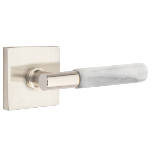 Emtek T-Bar White Marble Lever With Square Rosette (Several Finishes Available) EMTEK