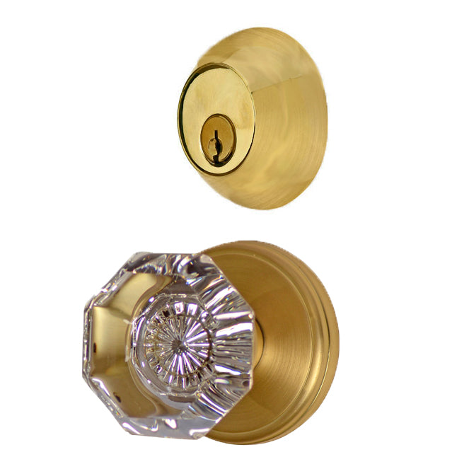 Classic Disc Entryway Set with Crystal Octagon Knob (Several Finishes Available) EMTEK