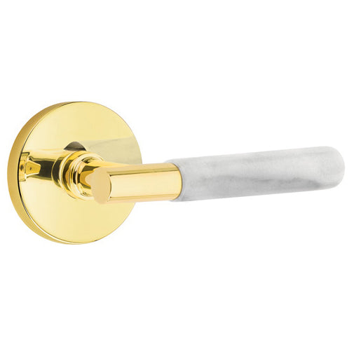 Emtek T-Bar White Marble Lever With Disk Rosette (Several Finishes Available) EMTEK