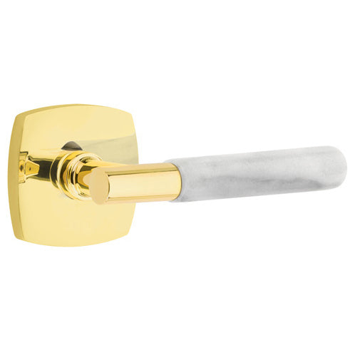 Emtek T-Bar White Marble Lever With Urban Modern Rosette (Several Finishes Available) EMTEK