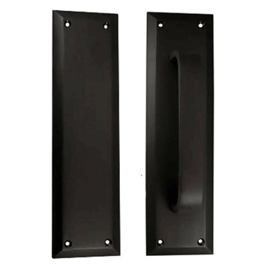 10 Inch Quaker Style Pull and Push Plate Set (Flat Black Finish) COPPER MOUNTAIN HARDWARE