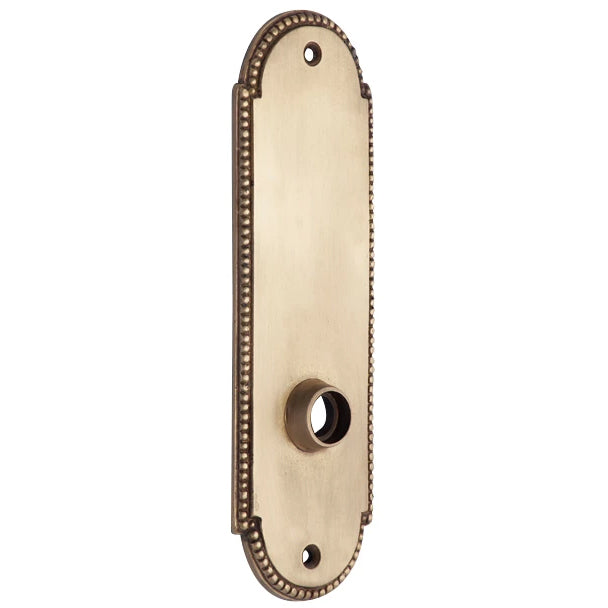 7 1/4 Inch Solid Brass Beaded Oval Back Plate (Several Finish Options) Copper Mountain Hardware