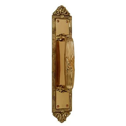 13 3/4 Inch Solid Brass Ribbon & Reed Door Pull (Antique Brass Finish) COPPER MOUNTAIN HARDWARE