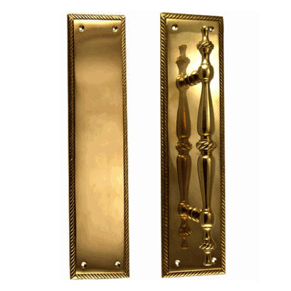 11 1/2 Inch Georgian Roped Style Door Pull and Push Plate (Antique Brass Finish) COPPER MOUNTAIN HARDWARE