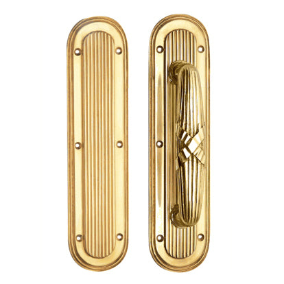 10 1/2 Inch Art Deco Style Door Pull and Push Plate (Polished Brass Finish) COPPER MOUNTAIN HARDWARE