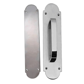 12 Inch Solid Brass Traditional Oval Push and Pull Plate Set (Polished Chrome Finish) COPPER MOUNTAIN HARDWARE