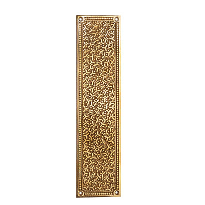 12 Inch Solid Brass Rice Pattern Push Plate (Polished Brass Finish) COPPER MOUNTAIN HARDWARE