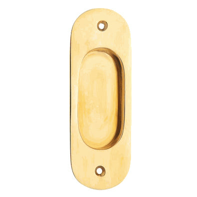 5 Inch Solid Brass Traditional Style Oval Pocket Door Pull (Polished Brass Finish) COPPER MOUNTAIN HARDWARE