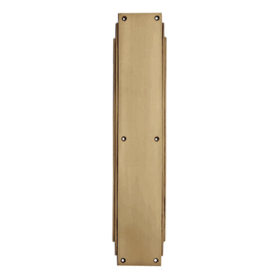 14 Inch Solid Brass Art Deco Skyscraper Push Plate (Antique Brass Finish) COPPER MOUNTAIN HARDWARE