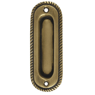 Oval Georgian Roped Solid Brass Pocket Door Pull Antique Brass Finish COPPER MOUNTAIN HARDWARE