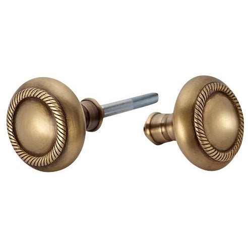 Solid Brass Georgian Roped Spare Door Knob Set (Antique Brass) COPPER MOUNTAIN HARDWARE