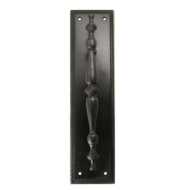 11 1/2 Inch Solid Brass Georgian Roped Style Door Pull and Plate (Black Bronze Finish) COPPER MOUNTAIN HARDWARE