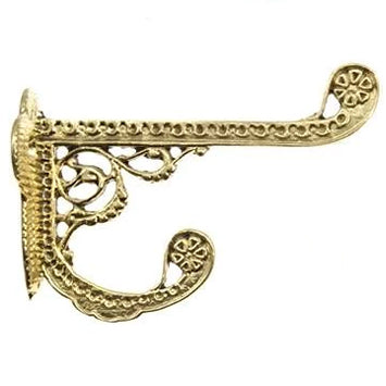 Solid Cast Brass Victorian Eastlake Style Hook (Polished Brass Finish) COPPER MOUNTAIN HARDWARE