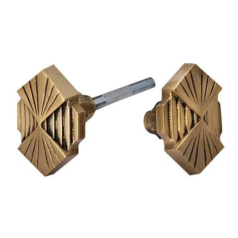 Solid Brass Art Deco Fanfare Spare Door Knob Set (Antique Brass) COPPER MOUNTAIN HARDWARE