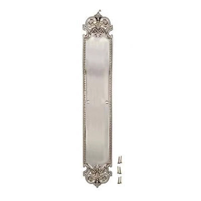 18 Inch Fleur De Lis Style Door Push Plate (Brushed Nickel Finish) COPPER MOUNTAIN HARDWARE