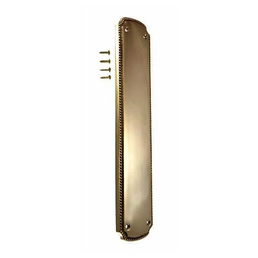 11 1/2 Inch Solid Brass Beaded Push & Plate (Antique Brass Finish) COPPER MOUNTAIN HARDWARE