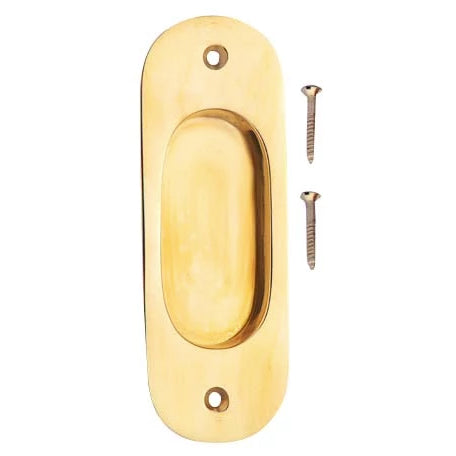 5 Inch Solid Brass Traditional Style Oval Pocket Door Pull (Polished Brass Finish) COPPER MOUNTAIN HARDWARE