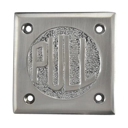 2 3/4 Inch Brass Classic American "PULL" Plate (Brushed Nickel Finish) COPPER MOUNTAIN HARDWARE