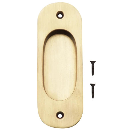 5 Inch Solid Brass Traditional Style Oval Pocket Door Pull (Antique Brass Finish) COPPER MOUNTAIN HARDWARE