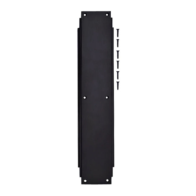 14 Inch Solid Brass Art Deco Skyscraper Push Plate (Black Bronze Finish) COPPER MOUNTAIN HARDWARE