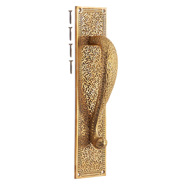 12 Inch Solid Brass Rice Pattern Door Pull (Lacquered Brass Finish) COPPER MOUNTAIN HARDWARE