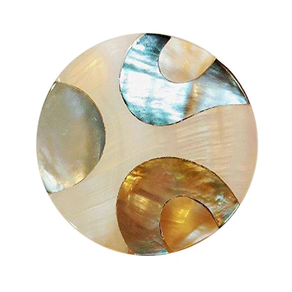 2 inch Genuine Mother of Pearl & Abalone Oversized Cabinet & Furniture Knob (Polished Chrome Finish) COPPER MOUNTAIN HARDWARE