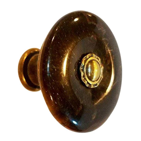 1 Inch Tiger Eye Round Cabinet Knob (Antique Brass Finish) COPPER MOUNTAIN HARDWARE