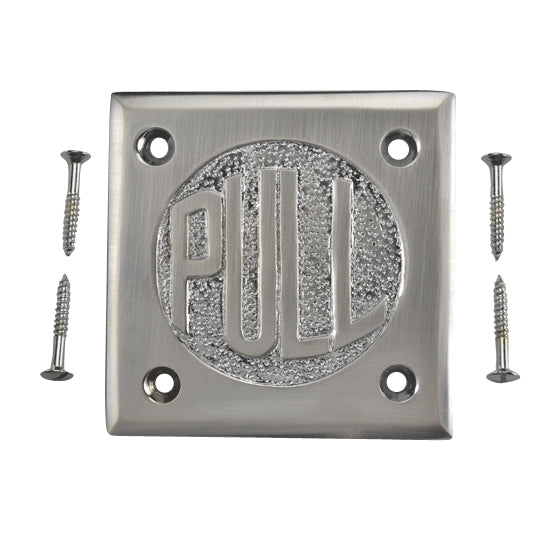 2 3/4 Inch Brass Classic American "PULL" Plate (Brushed Nickel Finish) COPPER MOUNTAIN HARDWARE