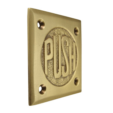 2 3/4 Inch Brass Classic American "PUSH" Plate (Antique Brass Finish) COPPER MOUNTAIN HARDWARE