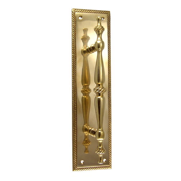 11 1/2 Inch Georgian Roped Style Door Pull and Push Plate (Polished Brass Finish) COPPER MOUNTAIN HARDWARE