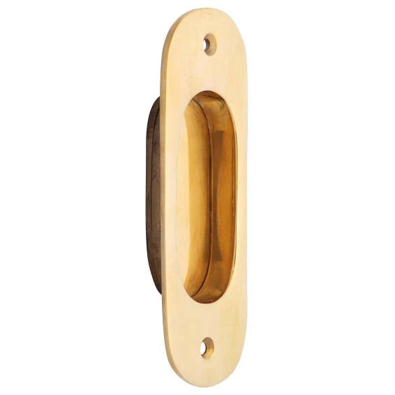 5 Inch Solid Brass Traditional Style Oval Pocket Door Pull (Polished Brass Finish) COPPER MOUNTAIN HARDWARE