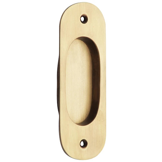 5 Inch Solid Brass Traditional Style Oval Pocket Door Pull (Antique Brass Finish) COPPER MOUNTAIN HARDWARE