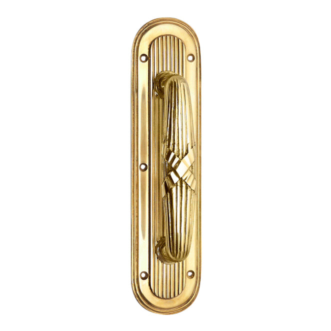 10 1/2 Inch Art Deco Style Door Pull and Push Plate (Polished Brass Finish) COPPER MOUNTAIN HARDWARE