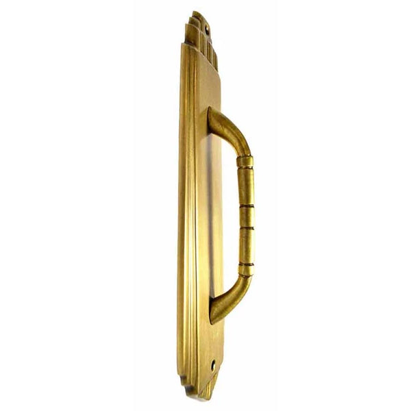 9 Inch Tall Art Deco Style Brass Pull Plate (Polished Brass Finish) COPPER MOUNTAIN HARDWARE